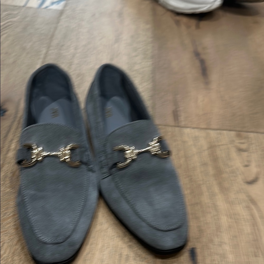 Zara Gray Loafers with Gold Detail